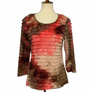 Notations Ruffle 3/4 Sleeve Blouse